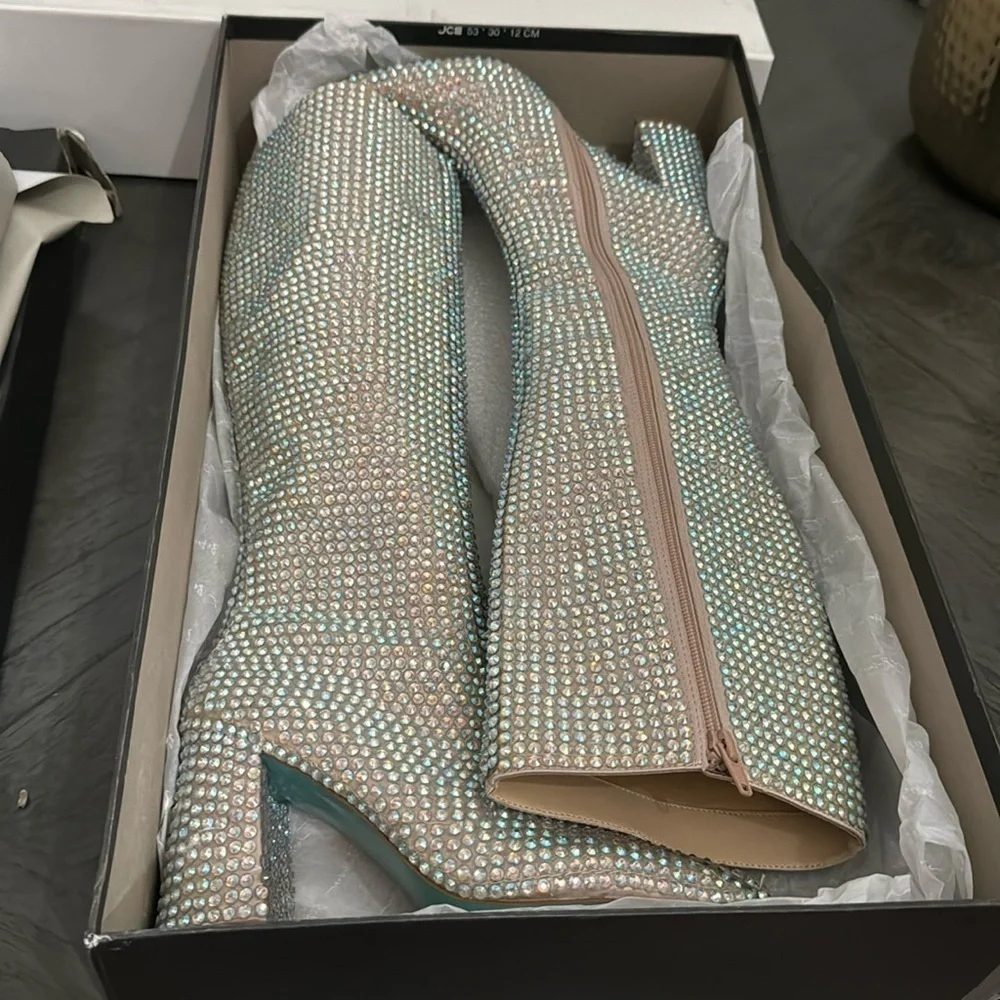 Betsey Johnson Farah Rhinestone Knee High Boots